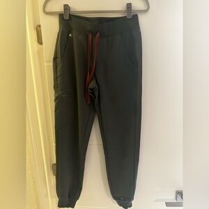 Figs Women's Cargo Jogger Pants - Green with Red Drawstring